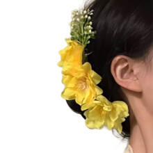 Peigne à fleurs antidérapant confortable pour les peaux-Jaune
