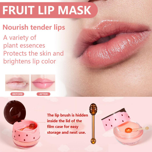 Watermelon Lip Mask with Vitamin E, Deep Hydration Overnight  for Dry Chapped Lips 2