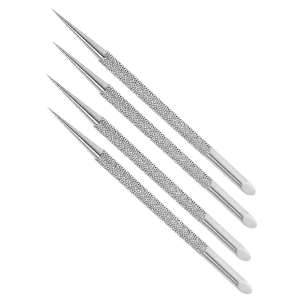 4pcs Stainless Steel Cuticle Pusher and Nail Cleaner DualEnded Ergonomic Manicure Tool