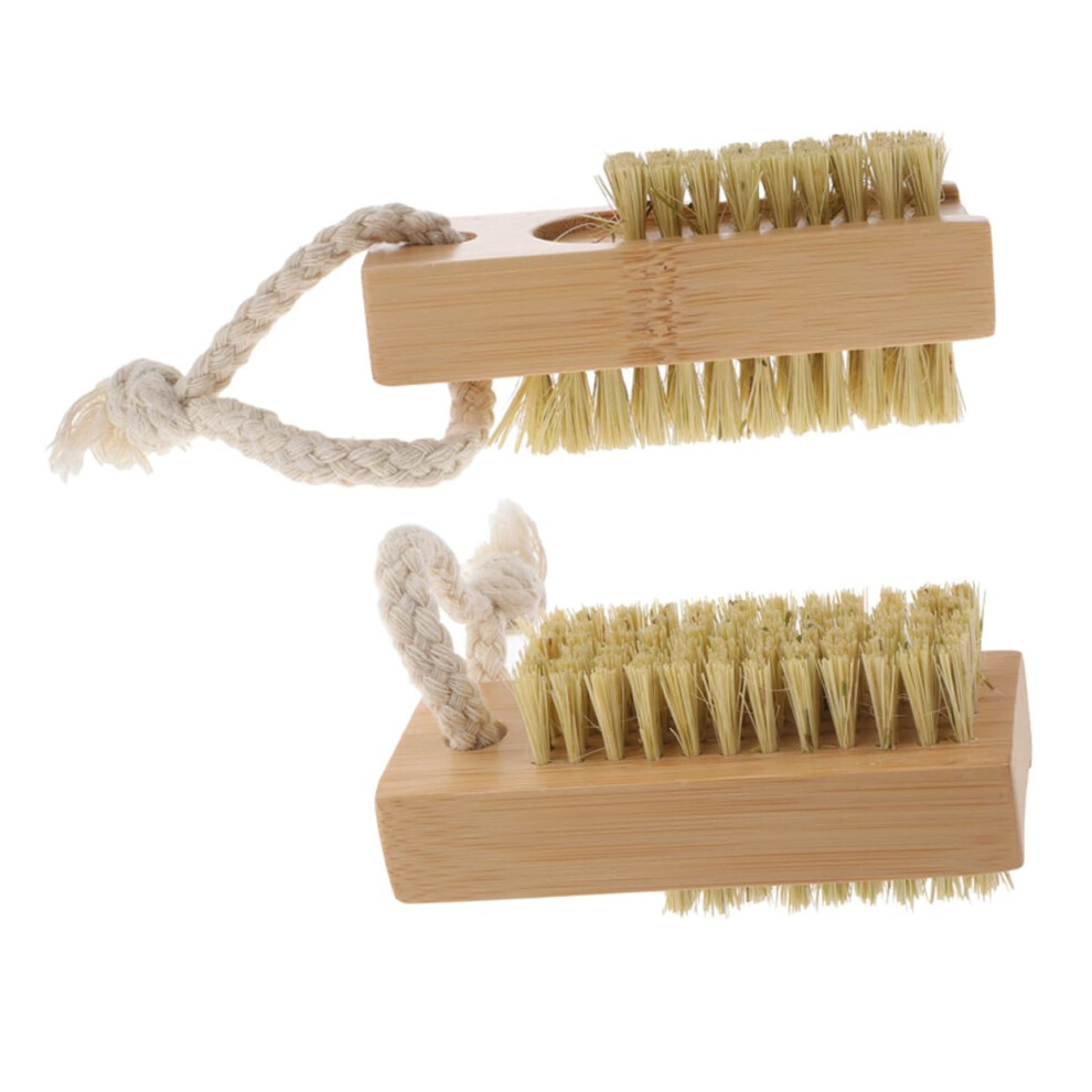 2pcs Wooden DualSided Nail Cleaning Brush Set with Ergonomic Grip for Manicure and Pedicure