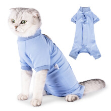 Bodysuit voor buikwonden en huidaandoeningen, verstelbare elastische nekband voor katten, anti-likkleding voor kittens, postoperatieve herstelkleding.