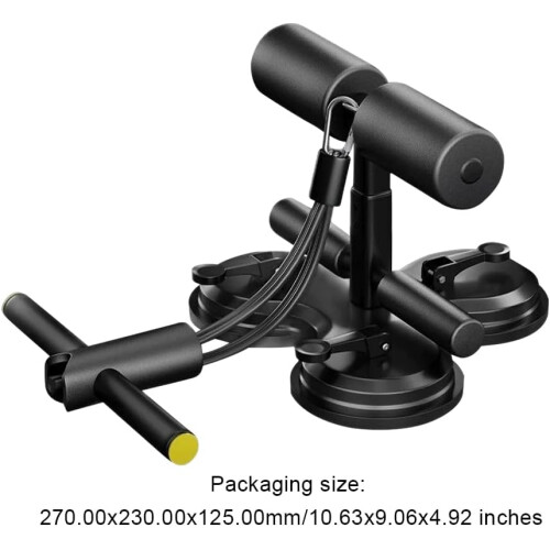 Sit Up Floor Holder With 3 Suction Cups Situp Bar Assistance Device With Pull Rope Adjustable Height Strength Training Black 2