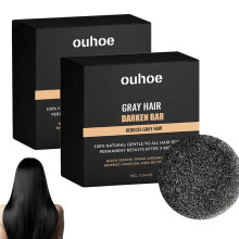 Gray Hair Reverse Shampoo Bar with Ginseng and Black Sesame, Deep Scalp Cleanser for Hair and Beard (2pc)