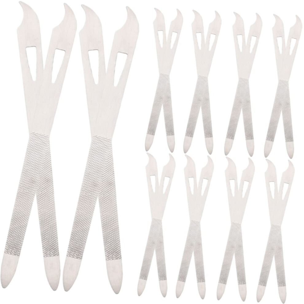 20pcs Nail File and Buffer Set Stainless Steel Long DoubleSided Manicure Pedicure Tools