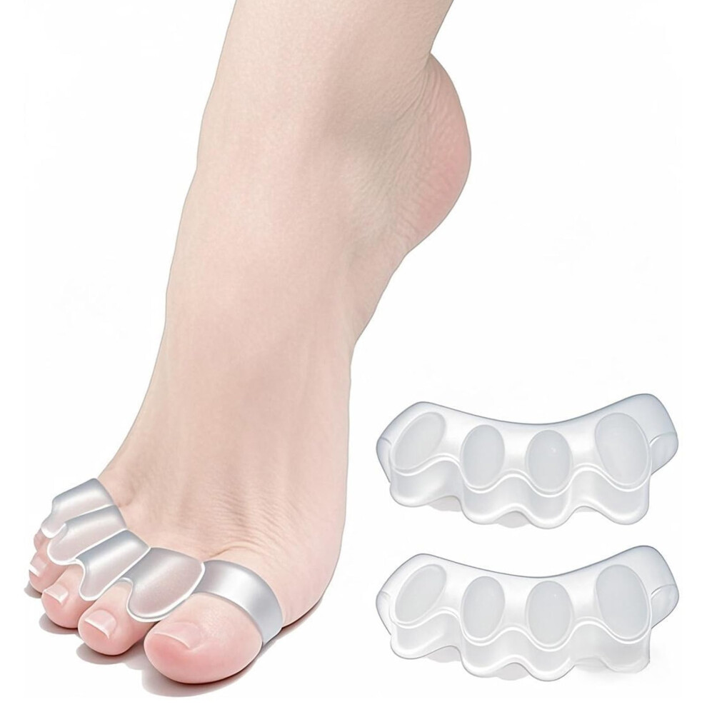 Toe Separator Silicone Toe Spacer for Bunions and Overlapping Toes, Pain Relief Transparent 2PCS