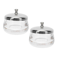 2Pcs Small Nail Art Cleaning Cup with Stainless Steel Lid, Clear Glass Nail Liquid Cup for Salon Use