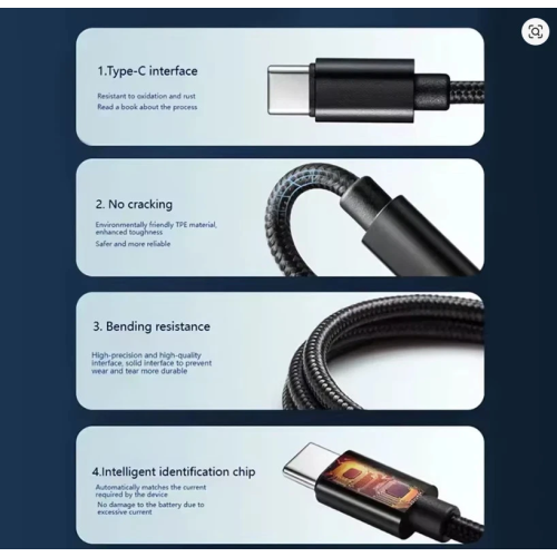 Braided Fast Charger Cable USB to Type-C 2m White 2