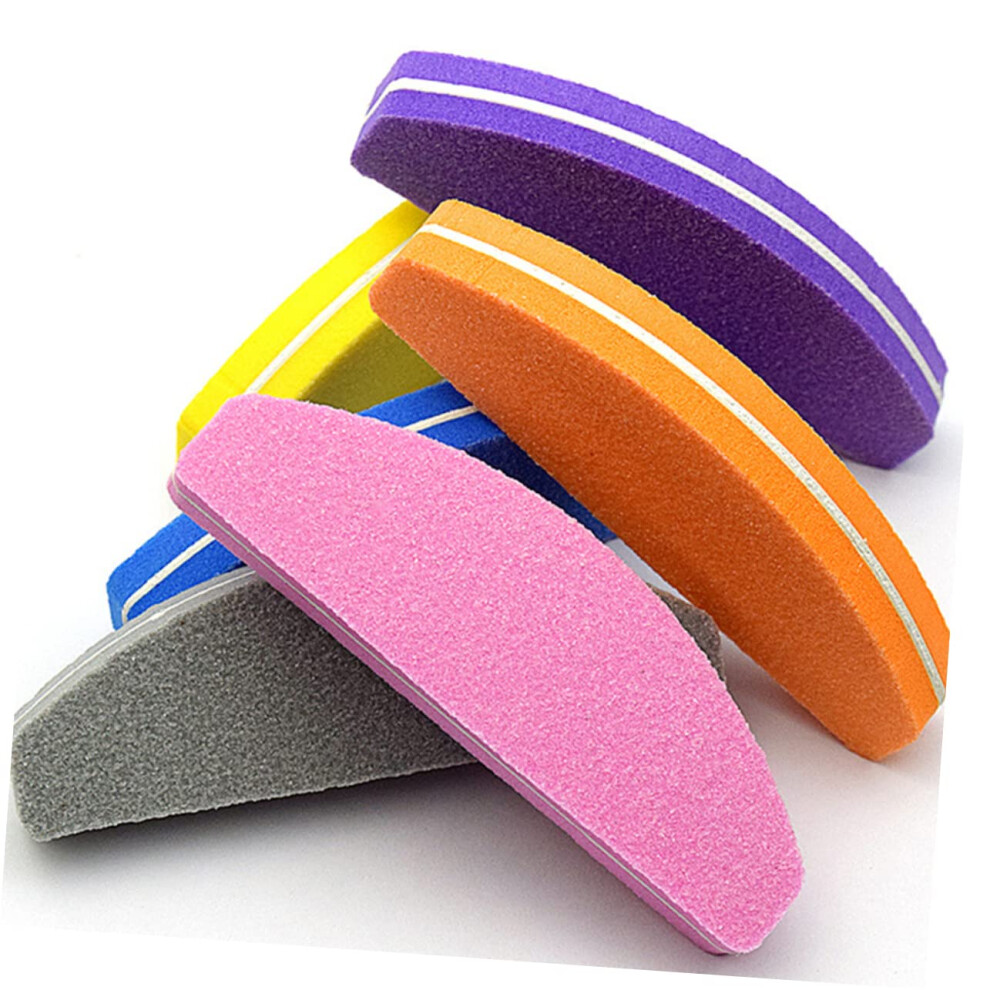 Grey 20Pcs Mini Double Sided Sponge Nail Buffer And File For Manicure Home Salon