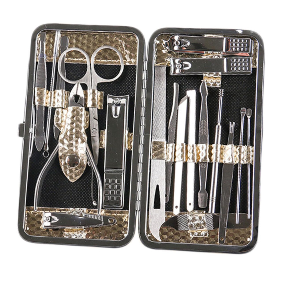 19Piece Luxury Gold Nail Clipper Set with Long Handle Precision Manicure and Pedicure Kit