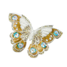 Quick Adhesive Butterfly Embroidered Design With Varied-golden