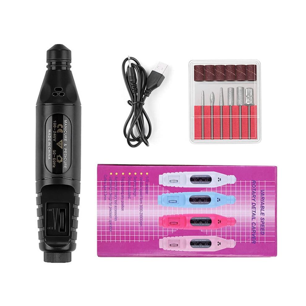Electric Nail Drill with Precision Aluminum Handpiece, USB Rechargeable, Low Noise for Acrylic Nails