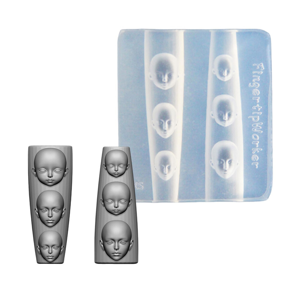 Doll Face Nail Art Mold Silicone Stamping with Easy Release for Salon and Home Manicure