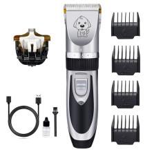 Kit de tosa para animais de estimação, máquina de tosar elétrica silenciosa e recarregável, sem fio, com lâmina fixa de aço inoxidável,