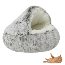 Rundes Katzen- und Hundebett, angstlösendes Plüsch-Haustierbett mit natürlicher Stressreduzierung, weiches und bequemes Schalenbett, vielseitig