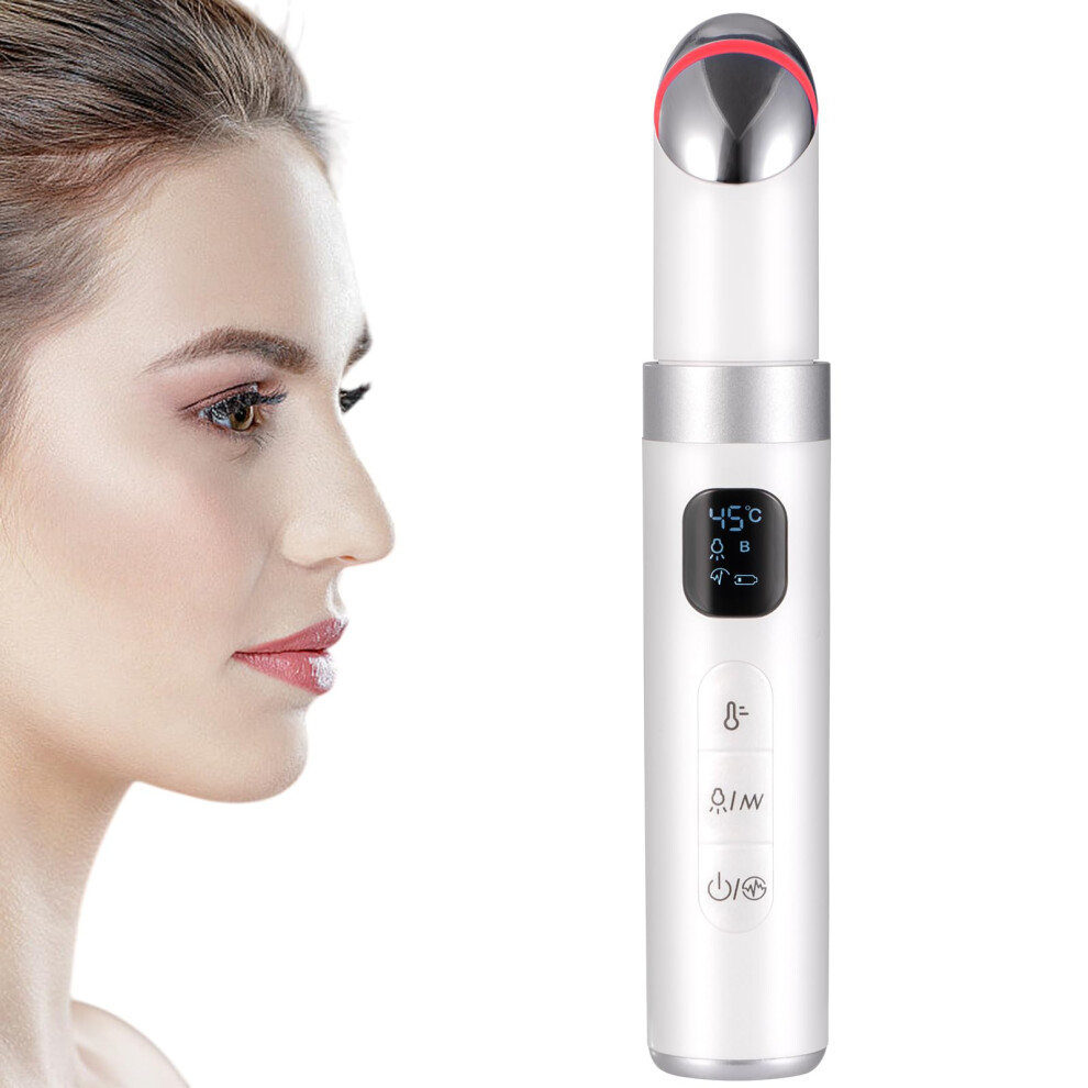 Light/White Eye Massager Eye Lift Wand With Triple Therapy, Heat And Vibration For Puffiness And Wrinkles,