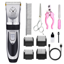 Kit de tosa para animais de estimação, máquina de tosar elétrica silenciosa e recarregável, sem fio, com lâmina fixa de aço inoxidável,
