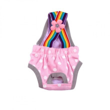 Fralda respirável para cães com material hipoalergênico, fácil de vestir, lavável e com suspensório ajustável. Roupa íntima reutilizável