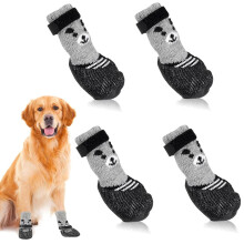 Chaussettes pour chien ajustables en tissu doux et respirant, protège-pattes multifonctionnels dotés d'une semelle en caoutchouc durable et de