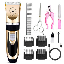 Kit de tosa para animais de estimação, máquina de tosar elétrica silenciosa e recarregável, sem fio, com lâmina fixa de aço inoxidável,