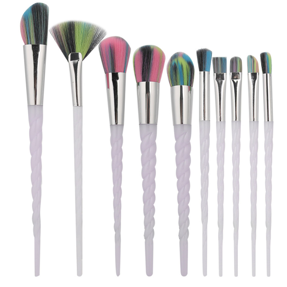 Crystal Handle Makeup Brush Set 10PCS Rainbow Color Cosmetic Brushes Transparent Sparkling Handle Soft Silky Bristles Durable Plastic Design