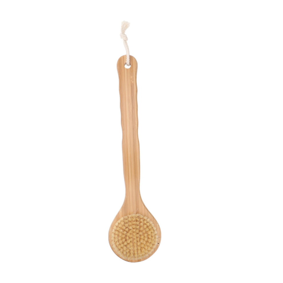 Long Handle Bath Brush with Natural Bristles for Gentle Exfoliation and Back Cleaning in Shower
