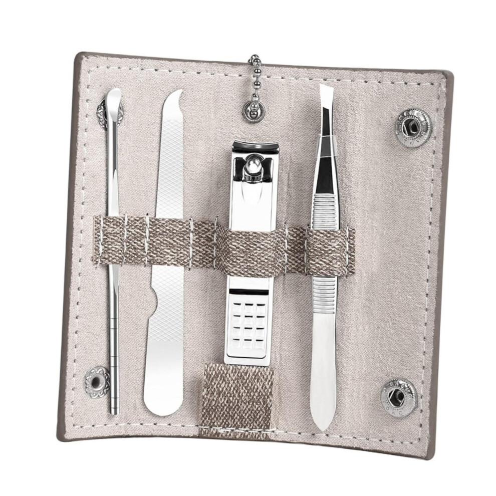 Nail Clipper Set Stainless Steel Ergonomic Grip with File Tweezers Travel Manicure Grooming Kit