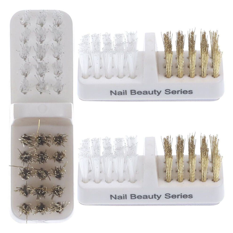 3Pcs Nail Drill Bit Cleaning Brush Set with Durable Copper Wire for Effective Manicure Salon Care