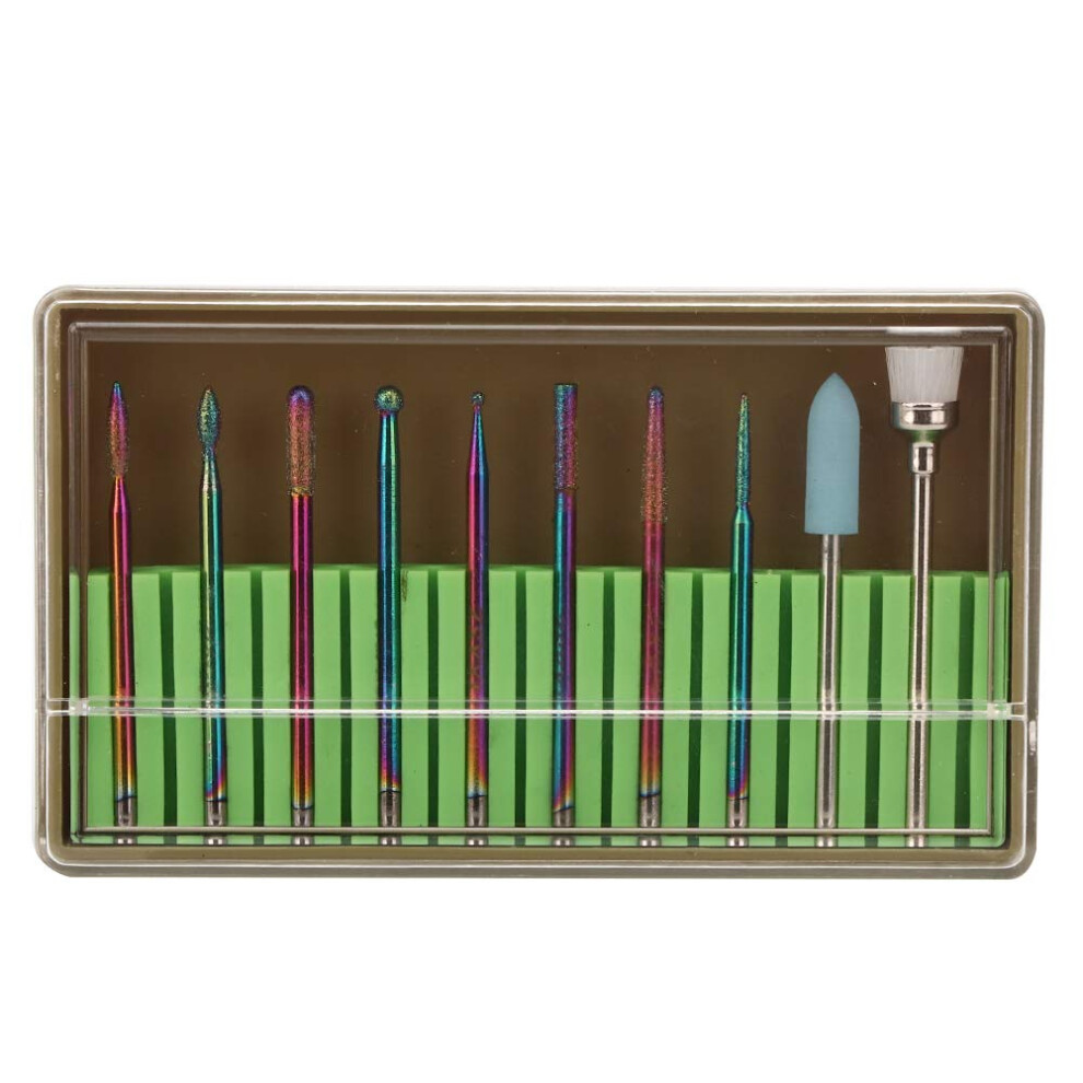 10pcs Electric Nail Drill Bits Set Tungsten Steel and Ceramic for Manicure Pedicure Nail Art