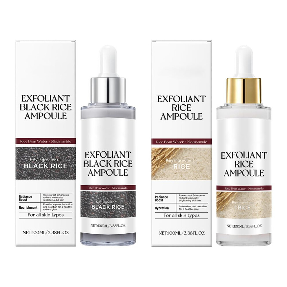 Black/White 2Pcs And Rice Face Exfoliating Ampoule With Aha Bha For Gentle Pore Minimizing Hydration