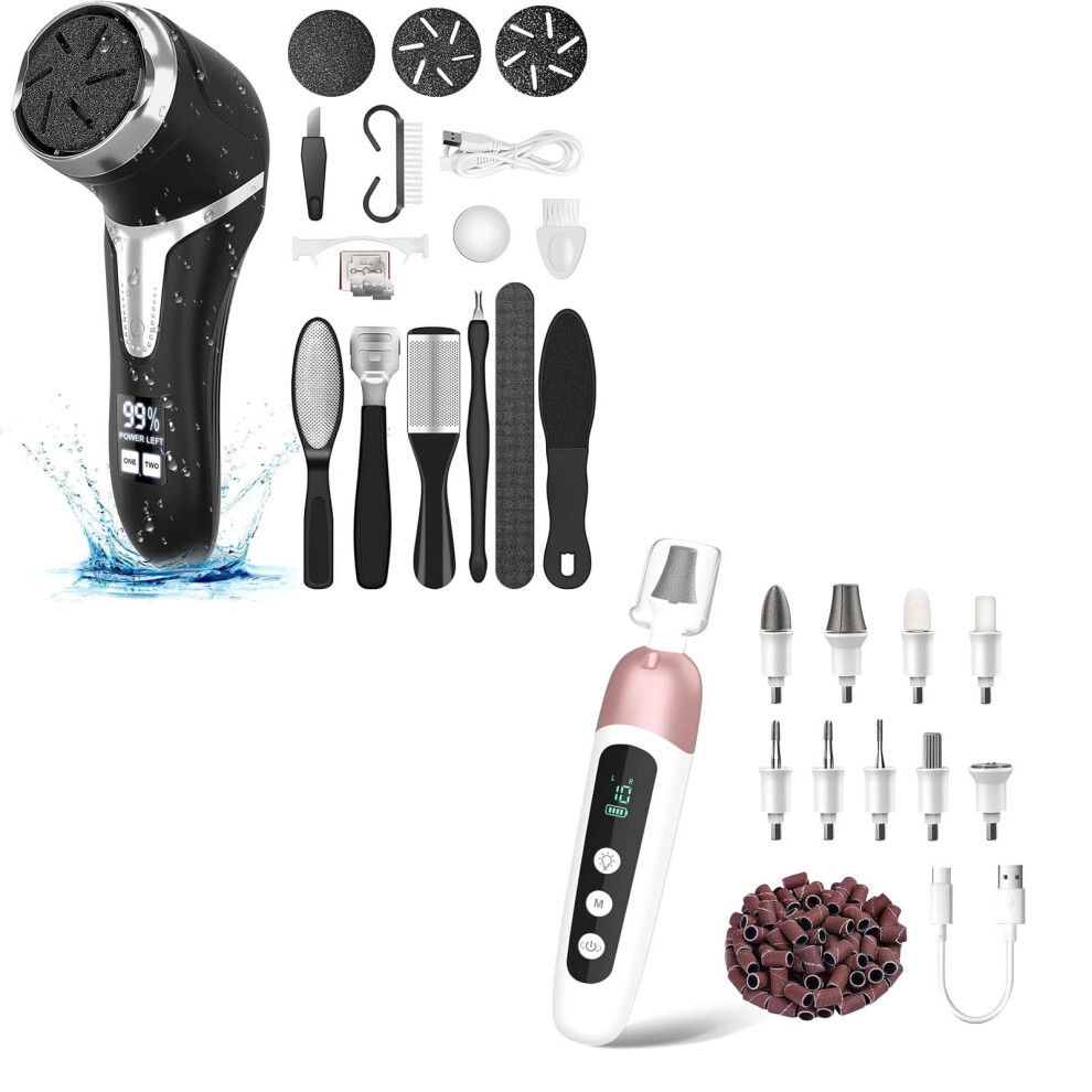 Electric Callus Remover for Feet and Nails, 2 in 1 Rechargeable Manicure Pedicure Kit
