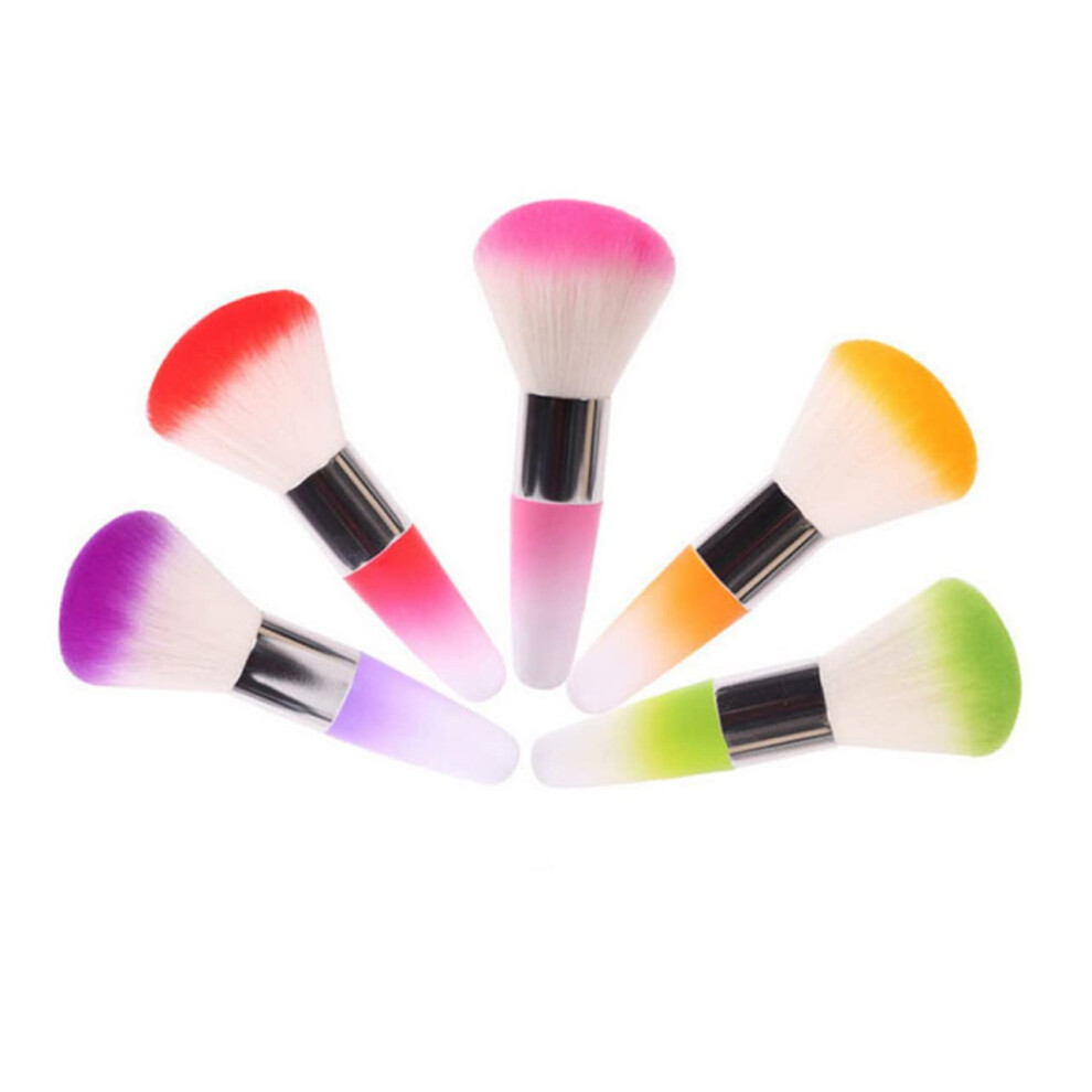 Dual Purpose Makeup Powder and Nail Dust Brush Set 2pcs Soft Bristles Compact Travel Size