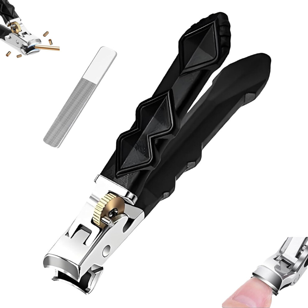 Toenail Clippers for Thick Nails with Wide Jaw Opening, AntiSplash Catcher and Long Handle