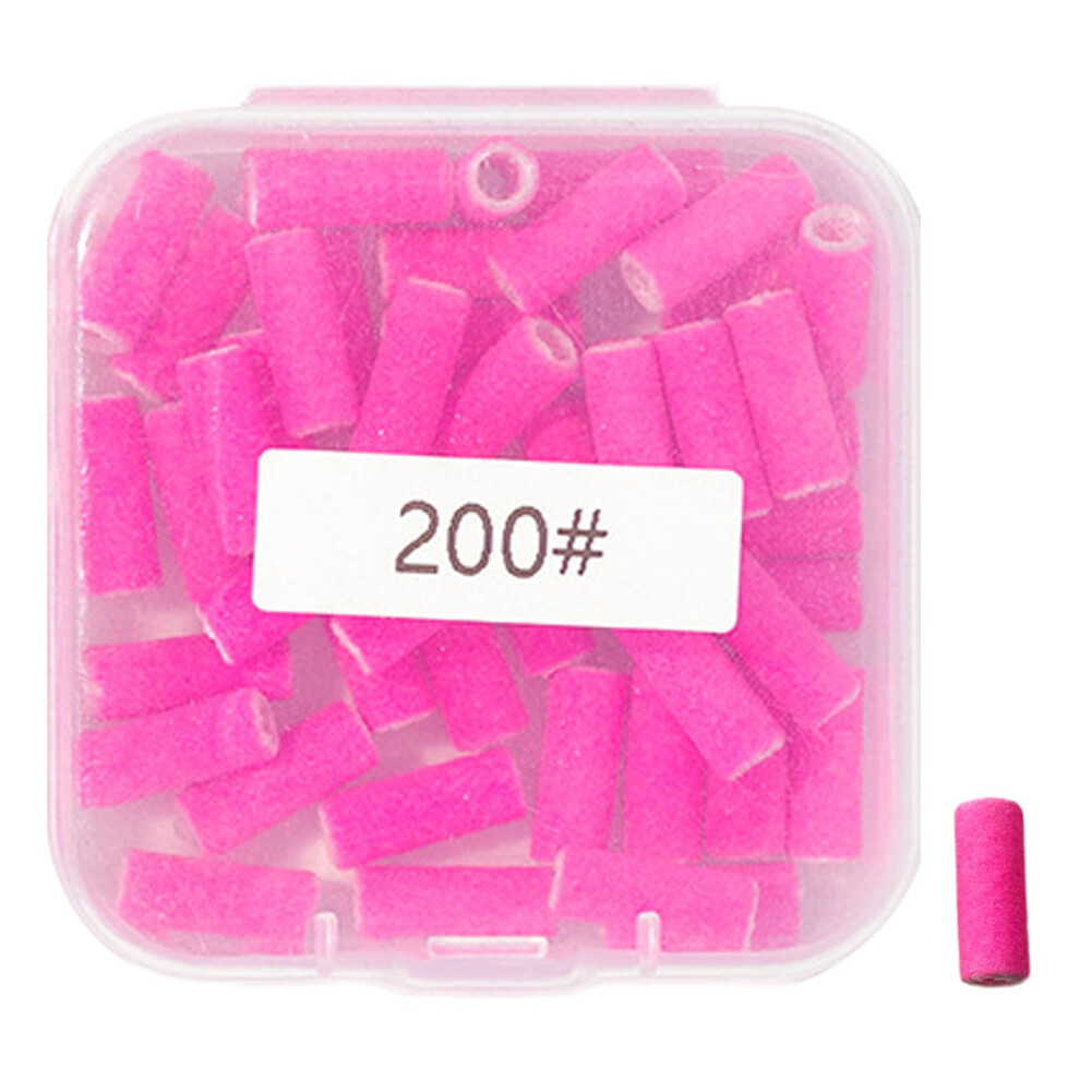 50pcs Nail Drill Sanding Bands with Mandrel Bit, 200 Grit for Acrylic and Gel Nails