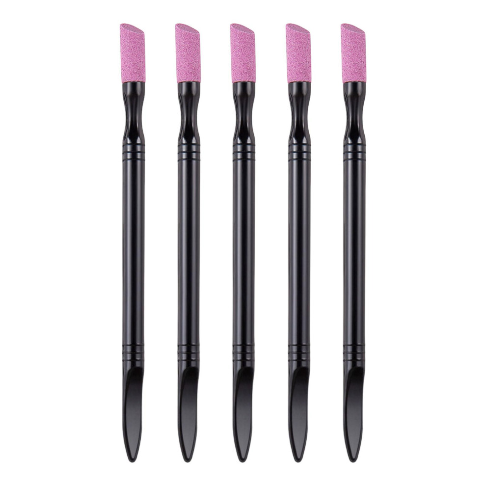 5 Pcs Double Head Cuticle Pusher and Nail File Stone Set for Gentle Cuticle Care and Nail Shaping