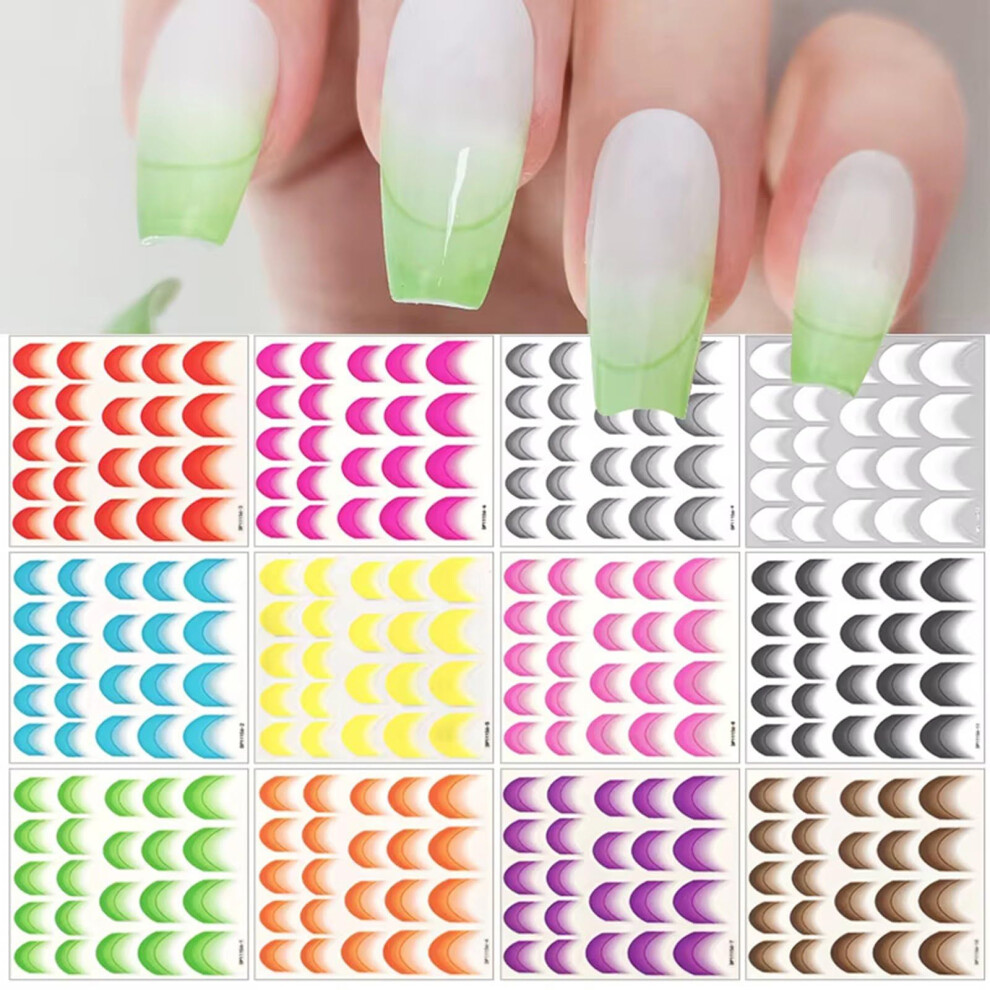 Gradient French Nail Stickers SelfAdhesive Nail Art Decals for DIY Manicure Styling Set
