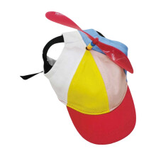 Cappello colorato per cani con elica e fori per le orecchie, in tessuto traspirante, stile unico, con cinturino regolabile e elica rimovibile per