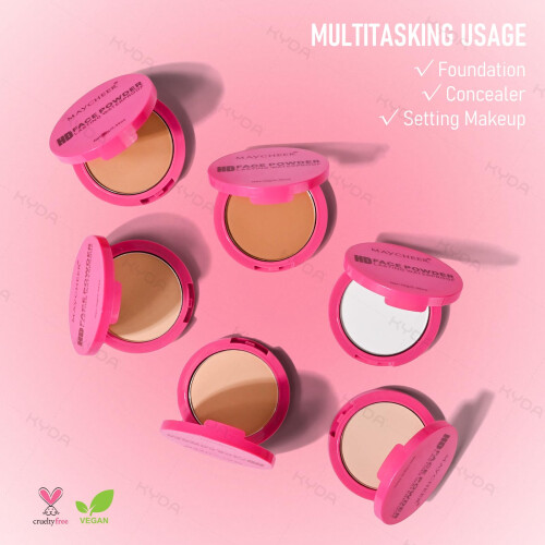 Matte Pressed Powder Foundation 05 with Concealer, LongLasting Oil Control Buildable Coverage 2