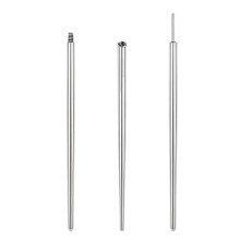 Piercing-Dehnstab aus Edelstahl, 3-teiliges Set gemischter Piercingnadeln, gewindeloses Hilfsmittel, Einführstift mit Schraubverschluss, gebogenes