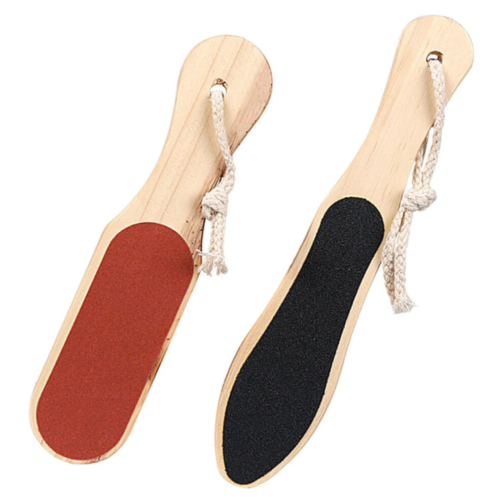 2Pcs DoubleSided Wooden Foot File Callus Remover for Heels and Feet with CoarsetoFine Surface