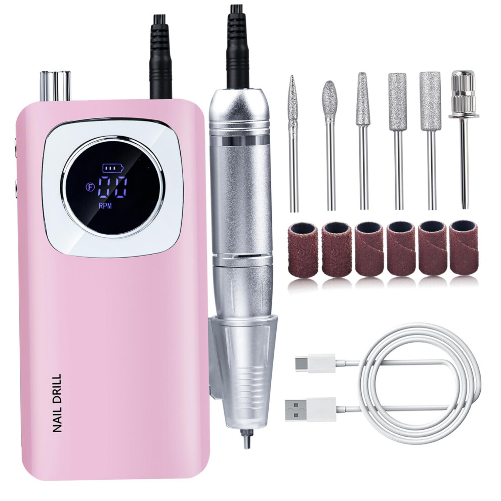 Electric Nail Drill 45000RPM Rechargeable with LCD Display for Acrylic and Gel Nails Manicure Pedicure
