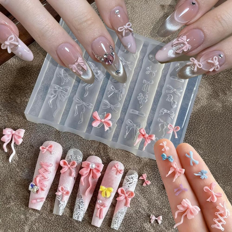 3D Nail Art Silicone Mold for Bows, Reusable Nail Sculpture Template for Resin and Gel Designs