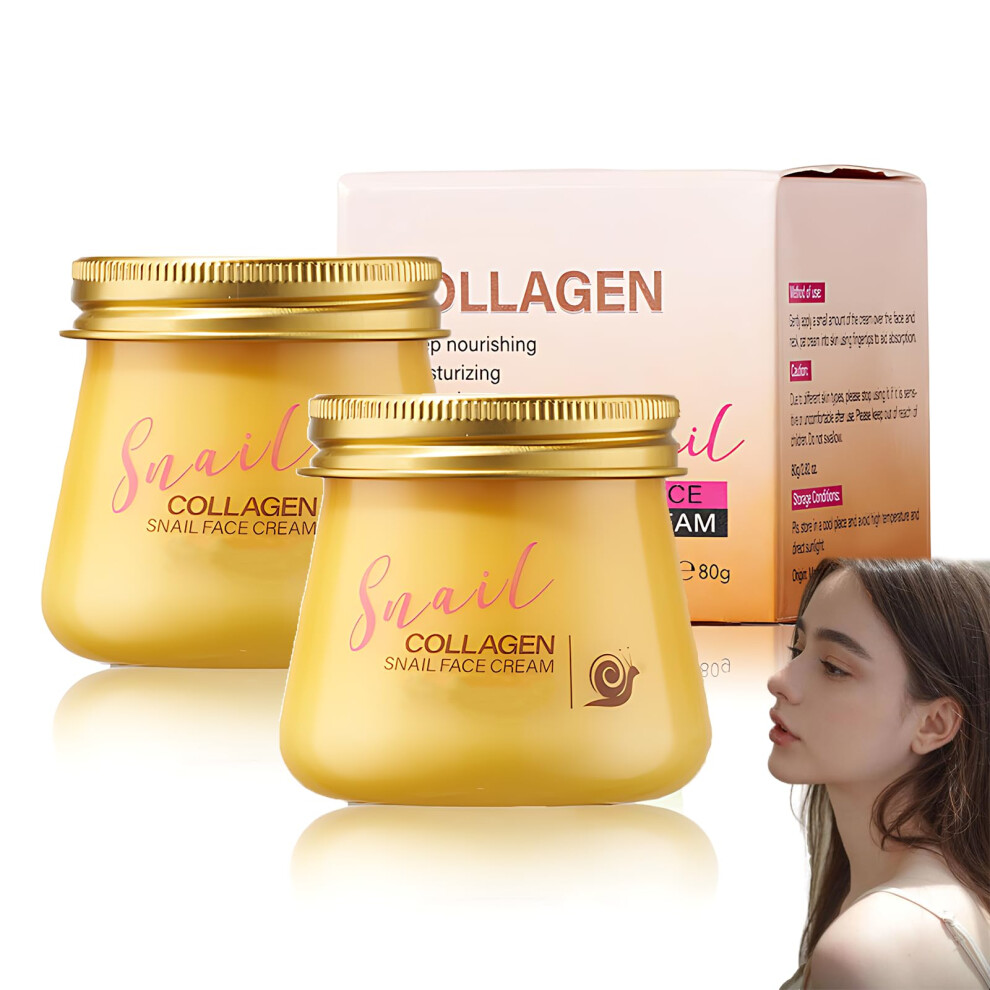 Women's Cream Snail Face With Collagen For Deep Hydration And Antiwrinkle Care, 2Pcs For