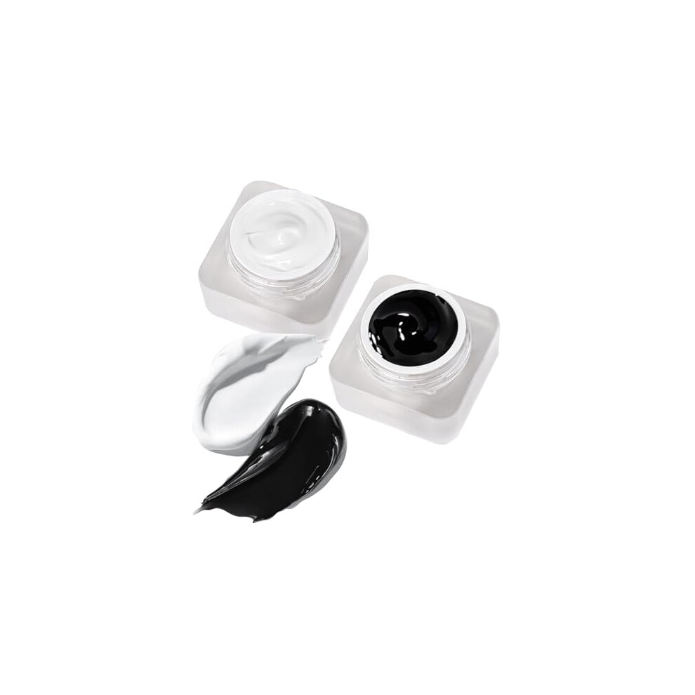 White/Black And Nail Art Gel Set With Brush, Uv Led Gel Paint For Sculpting And French Tips