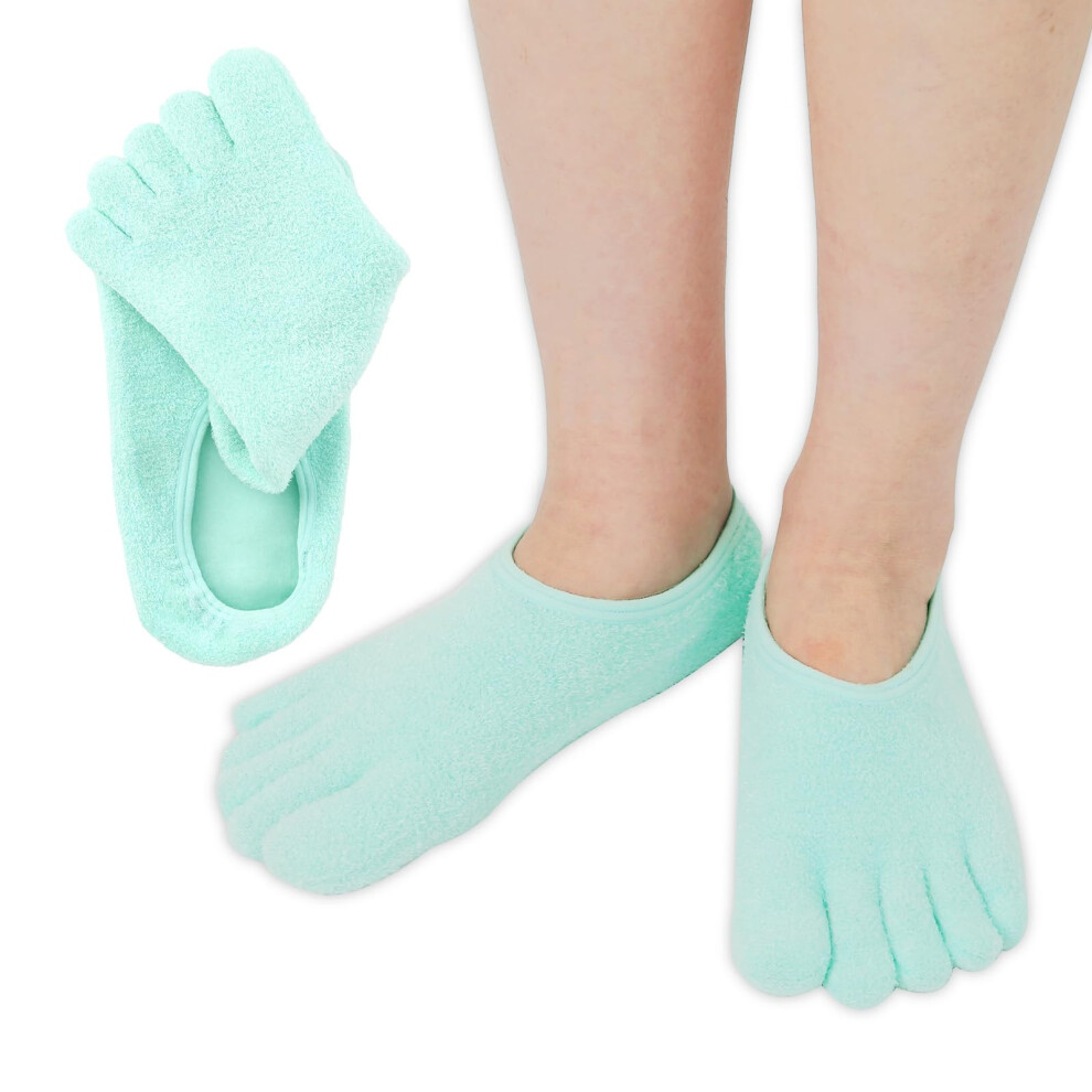 5 Toe Moisturizing Gel Socks for Dry Cracked Heels Aloe Infused Hydrating Spa Socks Large Unisex
