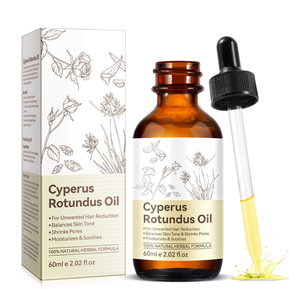 Natural Hair Growth Inhibitor Oil with Cyperus Rotundus, Aloe Vera and Almond for Smooth Hydrated Skin