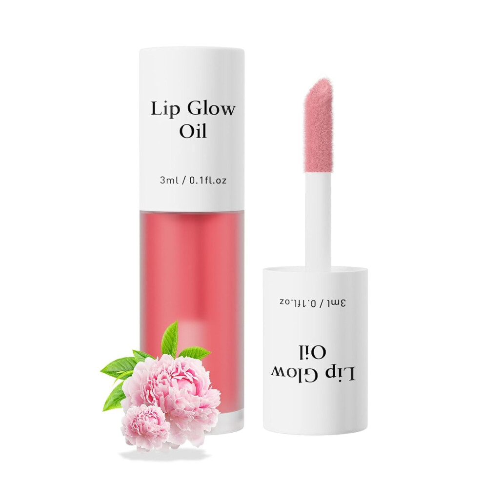 Tinted Lip Oil Stain with Lip Glow Oil, LongLasting Hydration, NonSticky Gloss, Fruity Scent