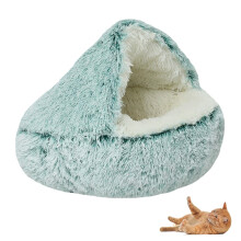 Panier circulaire pour chats et chiens, lit en peluche anti-anxiété avec propriétés naturelles de réduction du stress, design doux et