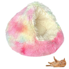 Panier circulaire pour chats et chiens, lit en peluche anti-anxiété avec propriétés naturelles de réduction du stress, design doux et