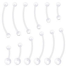 12PCS Belly Button Bars, Clear Flexible Acrylic Belly Button Piercing with Snap-On Mechanism for Pregnancy Belly Bar, Everyday & Special Occasions