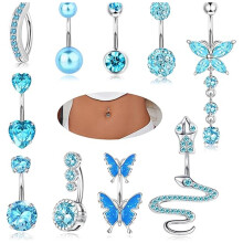 10pcs Belly Button Bars, Stainless Steel Belly Bar with Cubic Zirconia for Belly Button Piercing, Hypoallergenic Belly Bars for Women